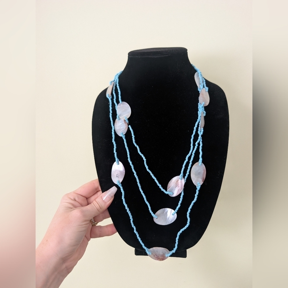 Vintage Blue and White Beaded Necklace